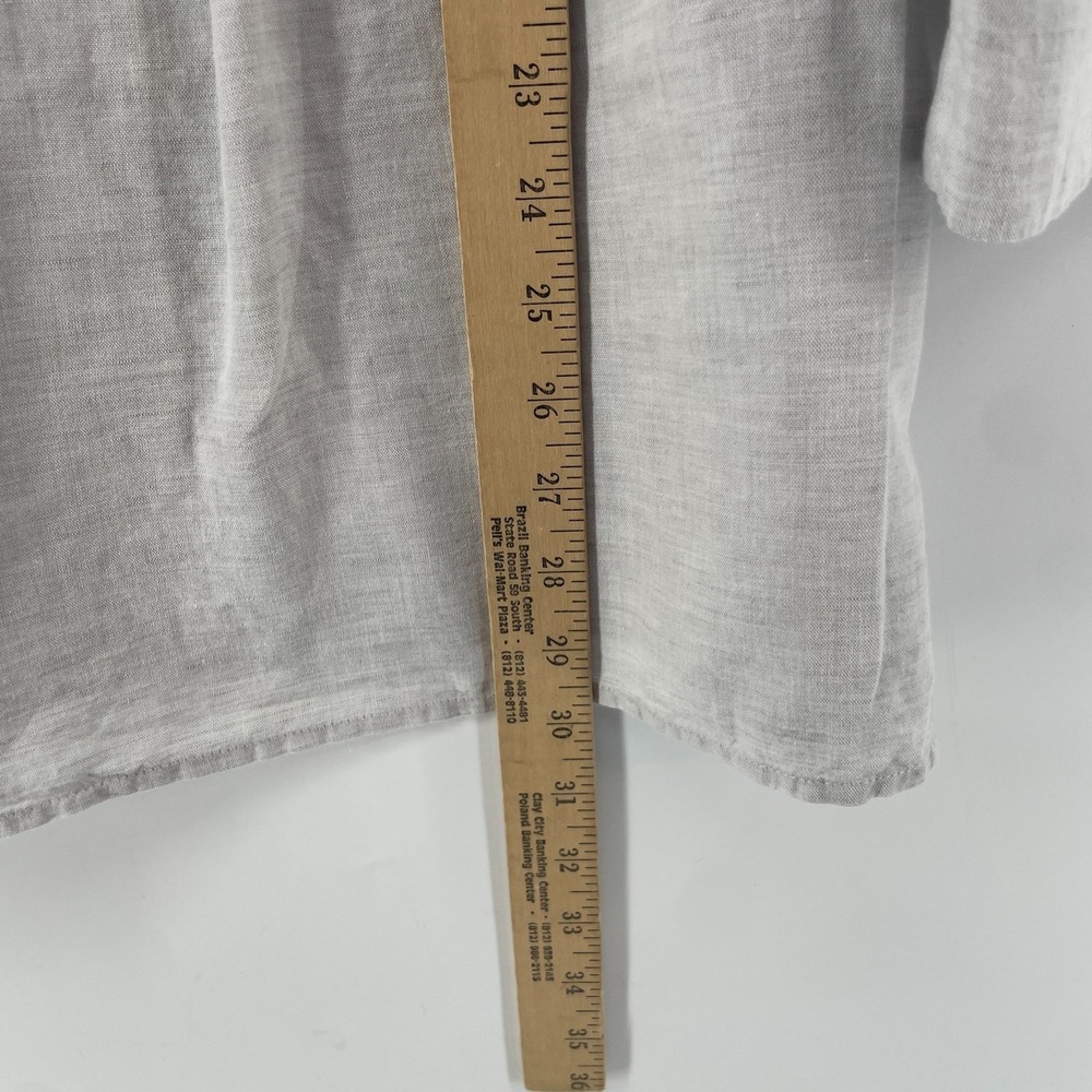Chicos 3 Tunic Top Women XL Linen Bld Embellished Gray Coastal Chic Quiet Luxury - Picture 4 of 7
